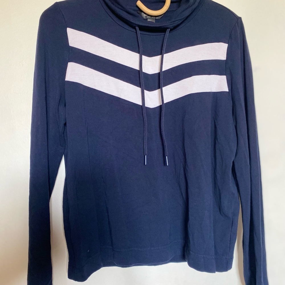 Banana Republic Blue and White Cowl Neck Sweater